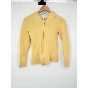 Aritzia The Group by Babaton 100% Cashmere Hoodie Yellow Zip Sweater Small FLAW